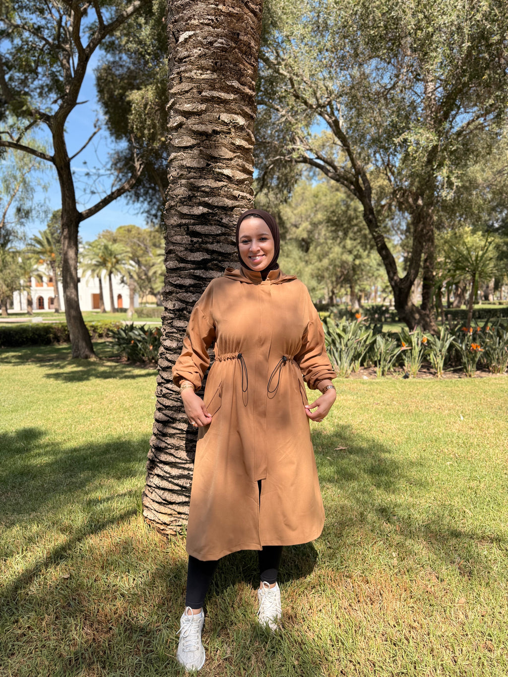 Trench à Capuche Caramel — Tissu Carla