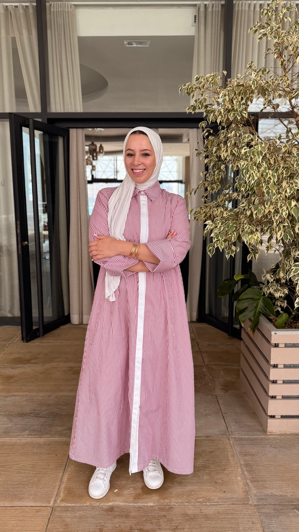 Robe Chemise Rayée Framboise & Blanc