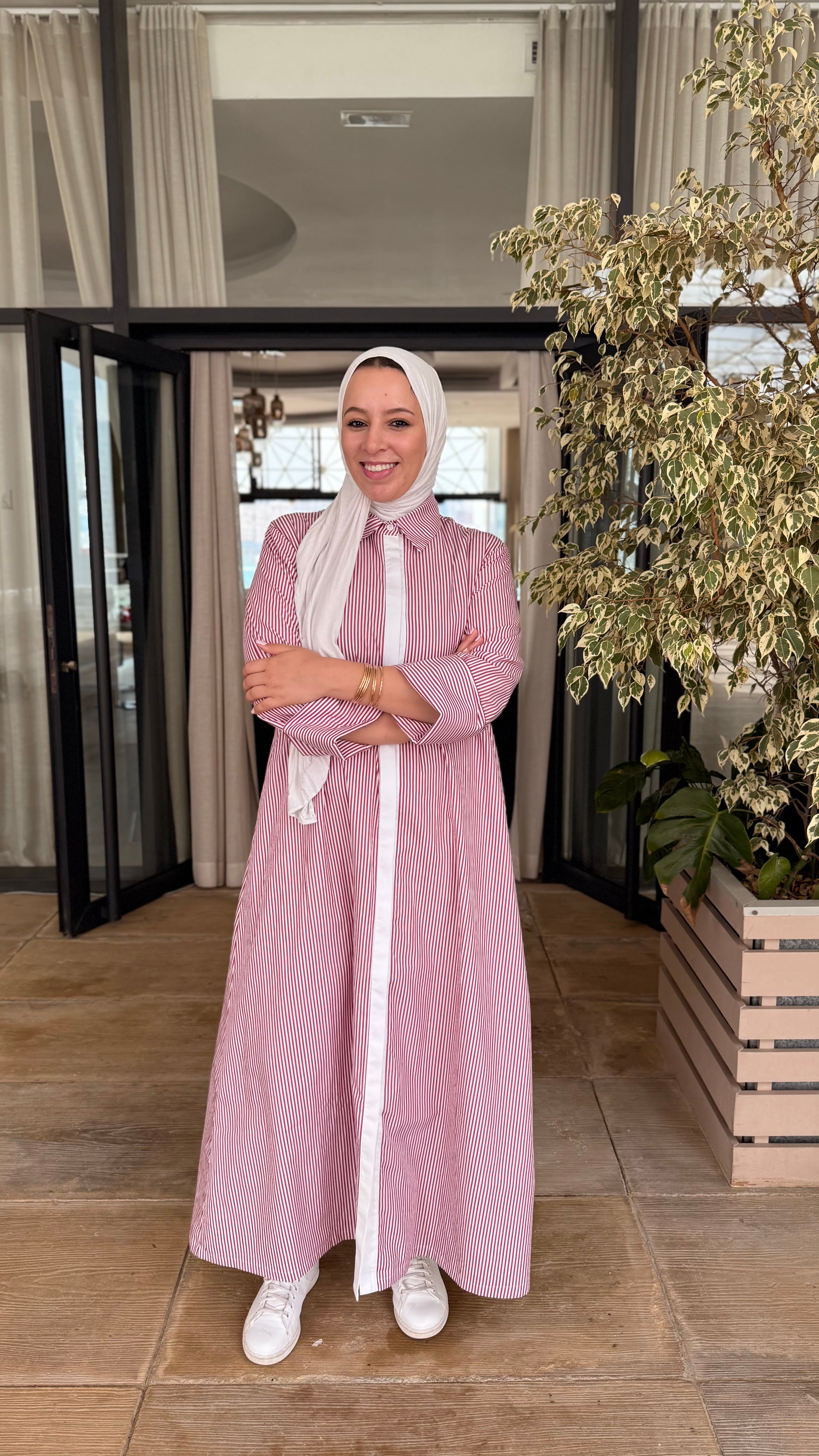 Robe Chemise Rayée Framboise & Blanc