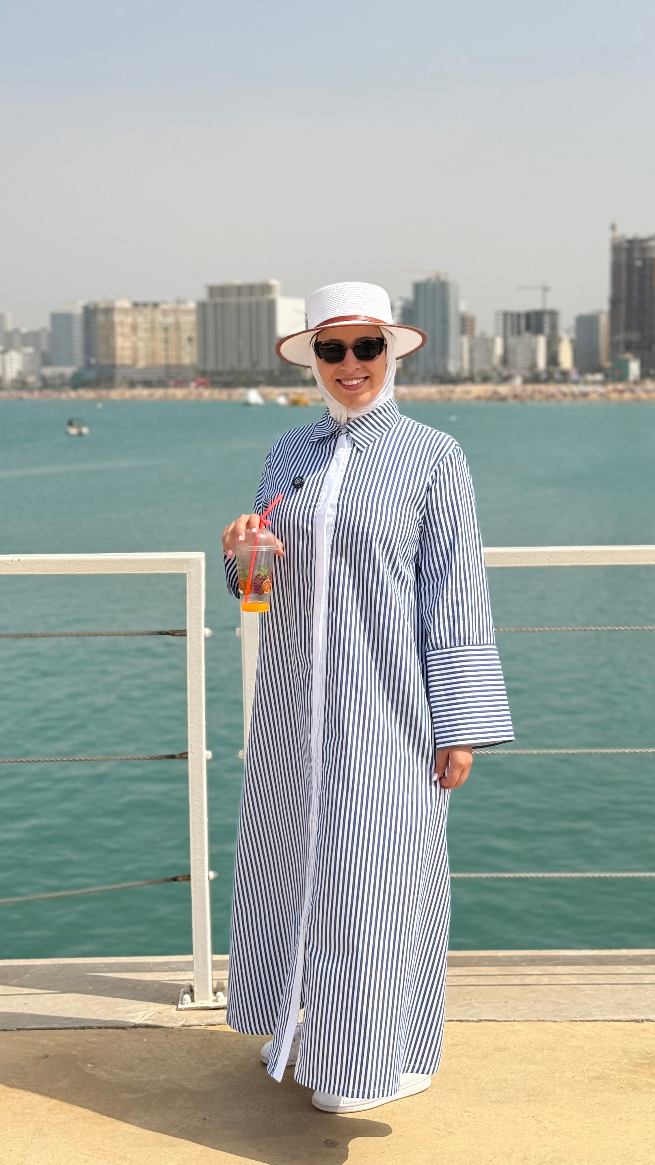 Robe Chemise Rayée Bleu Marine & Blanc