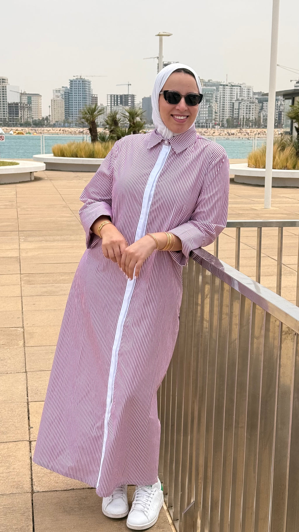Robe Chemise Rayée Framboise & Blanc