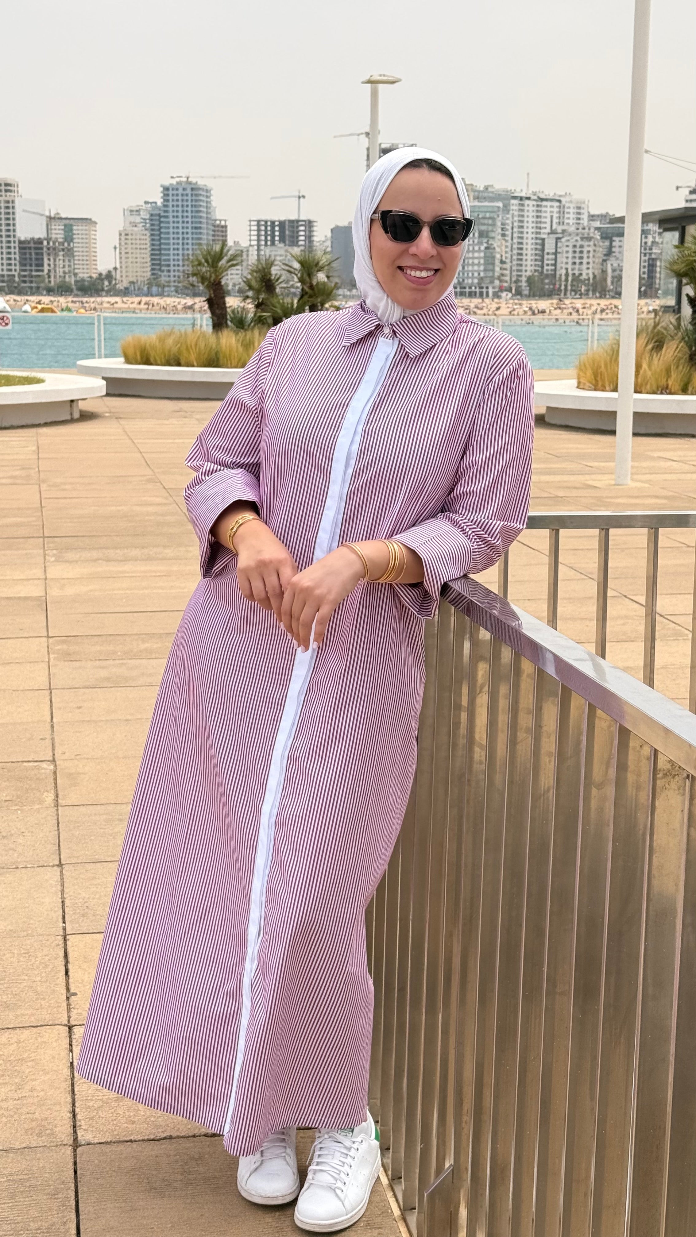 Robe Chemise Rayée Framboise & Blanc