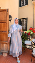 Robe Longue Rayée Bleu Ciel & Caramel