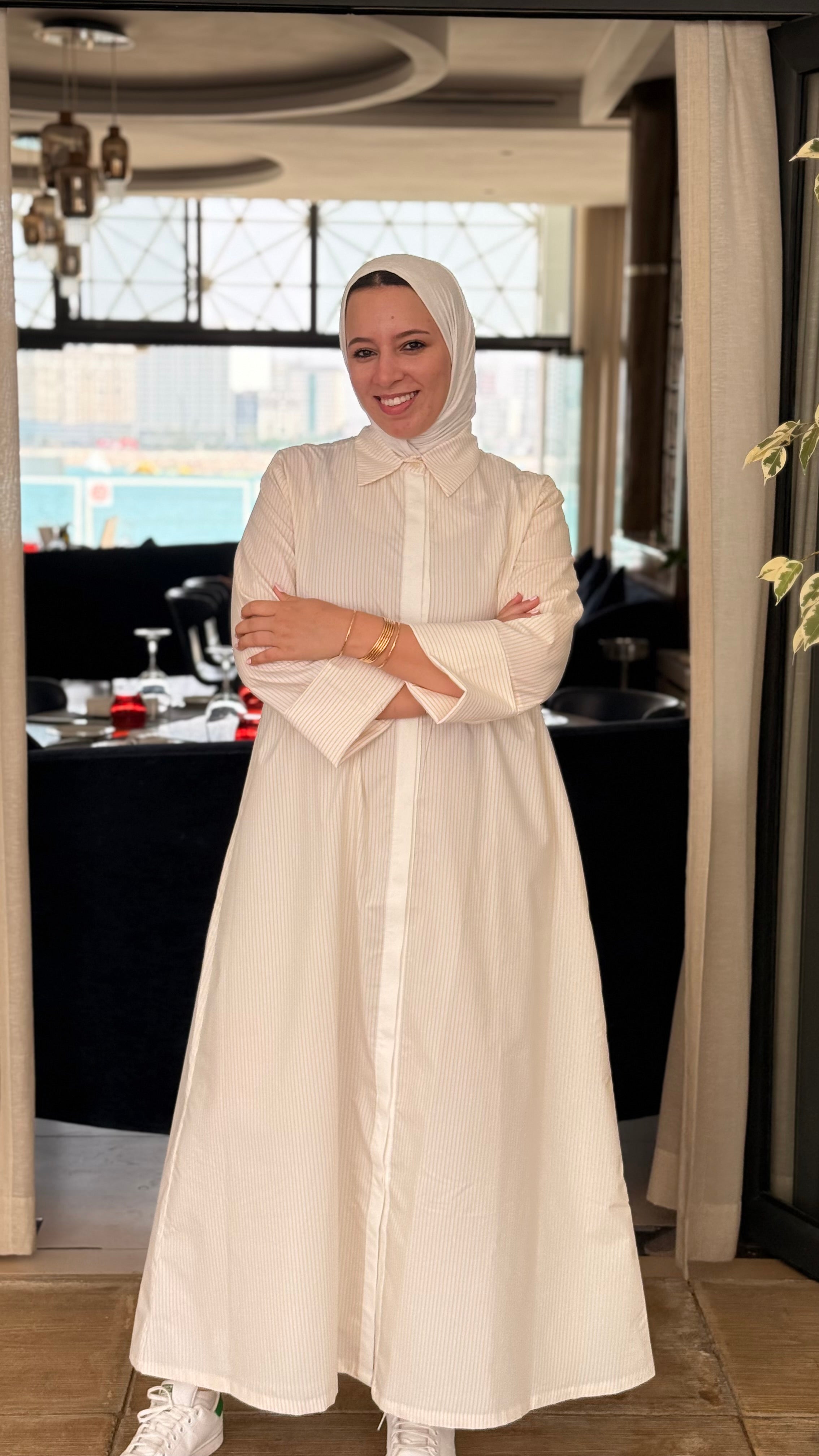 Robe Chemise Rayée Blanc & Jaune