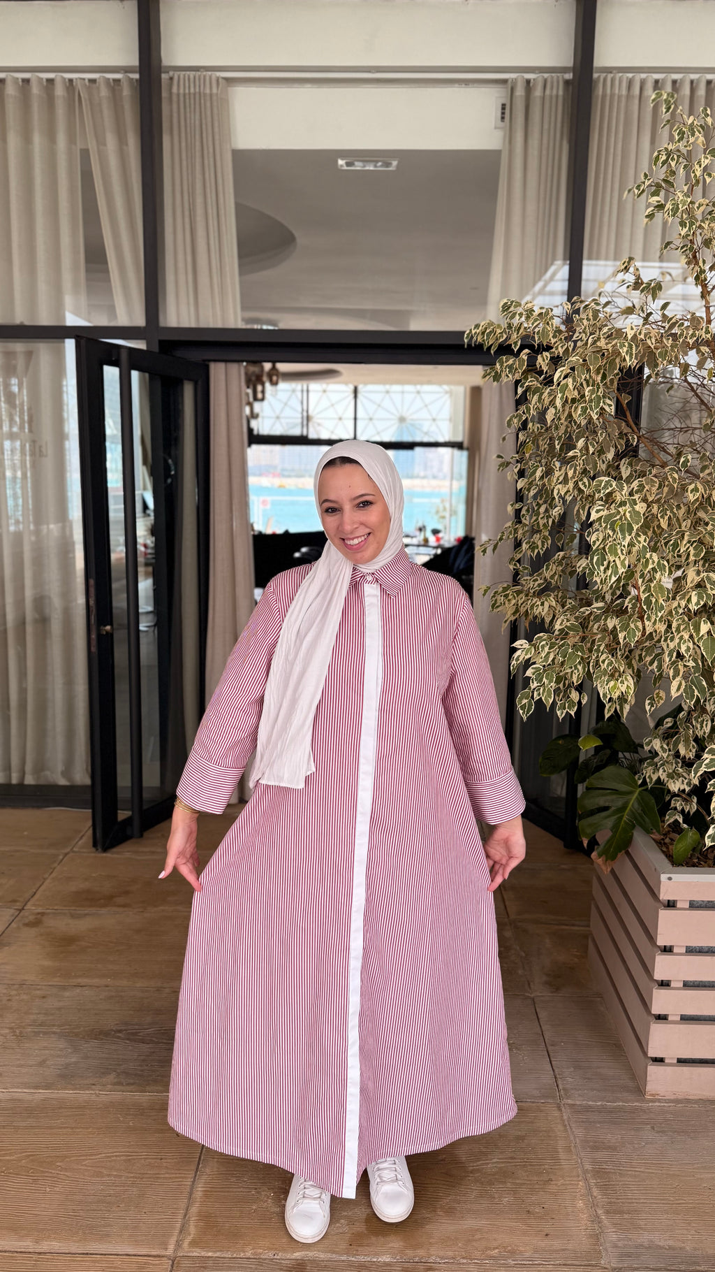 Robe Chemise Rayée Framboise & Blanc